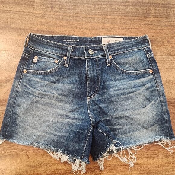 AG Adriano Goldschmied Shorts Womens 25 Hailey Cut-Off Denim Blue Made USA - Picture 1 of 16